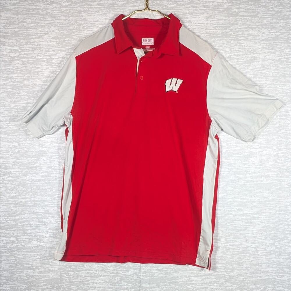 Box Seat Clothing Polo Shirt Mens Large Red Wisconsin Badgers Golf Polo Shirt